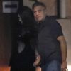 George Clooney a diné au restaurant Smokehouse pour l'anniversaire de sa femme Amal enceinte avec ses parents Nina et Nick Clooney à Barcelone, le 2 février 2017