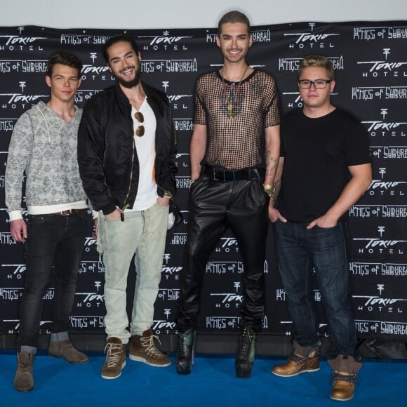 Georg Listing, Tom Kaulitz, Bill Kaulitz, Gustav Schäfer - Le Groupe "Tokio Hotel" fait la promotion de son nouvel album "Kings of Suburbia" à Berlin. Le 2 octobre 2014