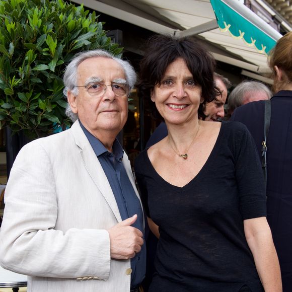 Bernard Pivot et sa fille Cécile - Déjeuner "Pères et Filles" au restaurant "Les deux Magots" à Paris. Le 16 juin 2015