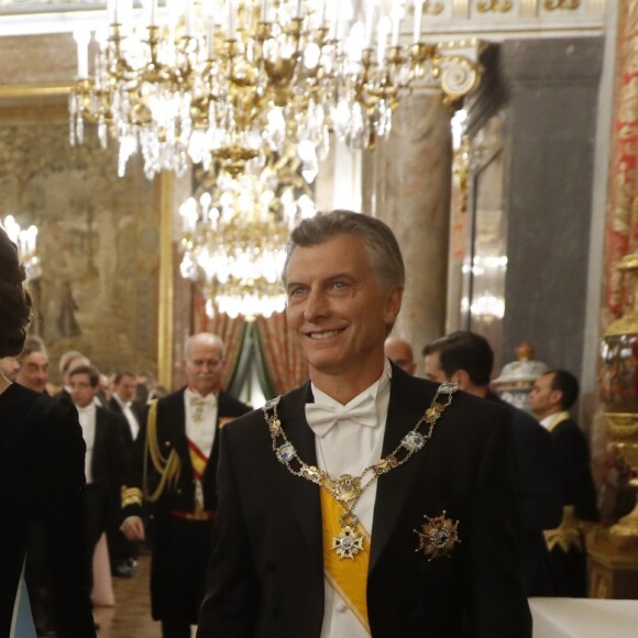 Le roi Felipe VI et la reine Letizia d'Espagne organisaient au palais royal à Madrid, le 22 février 2017, un dîner d'Etat en l'honneur du président argentin Mauricio Macri et sa femme Juliana Awada en visite officielle à Madrid.