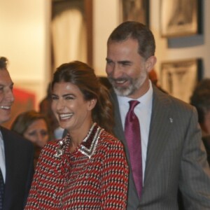 Le roi Felipe VI et la reine Letizia d'Espagne inauguraient avec le président argentin Mauricio Macri et son épouse Juliana Awada le Salon d'art contemporain ARCOMadrid le 23 février 2017.