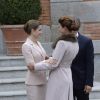 Le roi Felipe VI et la reine Letizia d'Espagne ont reçu le président argentin Mauricio Macri et son épouse Juliana Awada au palais de la Zarzuela lors de leur visite officielle le 22 février 2017, à Madrid.