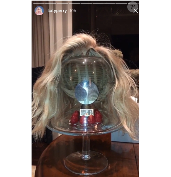 Sur Snapchat, Katy Perry a révélé qu'elle portait une perruque depuis qu'elle est devenue blonde. Photo publiée à la fin du mois de février 2017
