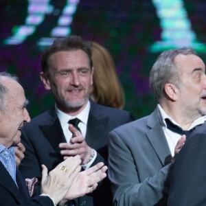 Claude Brasseur, Antoine Duléry, Jean-Paul Rouve, Jean-Paul Belmondo (Smoking Dior, chaussures Carvil) , Guillaume Gallienne - 42ème cérémonie des César à la salle Pleyel à Paris le 24 février 2017. © Olivier Borde / Dominique Jacovides / Bestimage