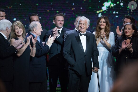 Claude Brasseur, Jean-Paul Rouve, Jean-Paul Belmondo (Smoking Dior, chaussures Carvil) , Alice Pol , Françoise Fabian - 42ème cérémonie des César à la salle Pleyel à Paris le 24 février 2017. © Olivier Borde / Dominique Jacovides / Bestimage