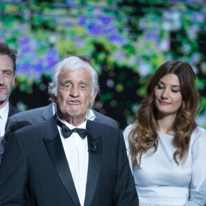 Jean Dujardin, Claude Brasseur, Jean-Paul Rouve, Jean-Paul Belmondo (Smoking Dior, chaussures Carvil) , Alice Pol, Guillaume Gallienne , Françoise Fabian - 42e cérémonie des César à la salle Pleyel à Paris le 24 février 2017. © Olivier Borde / Dominique Jacovides / Bestimage