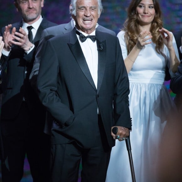 Jean-Paul Rouve, Jean-Paul Belmondo (Smoking Dior, chaussures Carvil) , Alice Pol - 42ème cérémonie des César à la salle Pleyel à Paris le 24 février 2017. © Olivier Borde / Dominique Jacovides / Bestimage