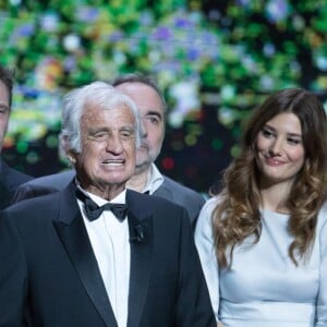 Jean Dujardin, Claude Brasseur, Jean-Paul Rouve, Jean-Paul Belmondo (Smoking Dior, chaussures Carvil) , Alice Pol, Guillaume Gallienne - 42e cérémonie des César à la salle Pleyel à Paris le 24 février 2017. © Olivier Borde / Dominique Jacovides / Bestimage