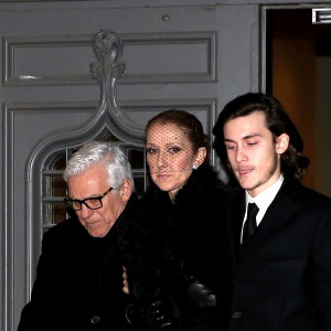 Céline Dion, son fils René-Charles Angélil et son frère Michel Dion - La famille de René Angélil sort de la Basi­lique Notre-Dame de Montréal où tous les anonymes sont venus se recueillir en sa mémoire et présenter leurs condoléances à Céline Dion, la veille de ses funérailles, le 21 janvier 2016. © Dominique Jacovides/Bestimage