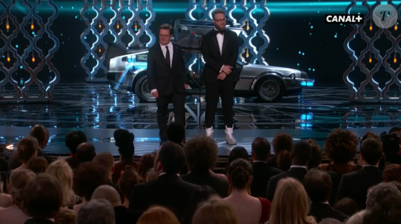 Michael J. Fox et Seth Rogen aux Oscars 2017.