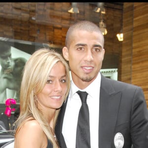 David Trezeguet et sa femme Beatriz (Beatrice) lors de l'inauguration d'une boutique Dsquared à Milan en septembre 2007.