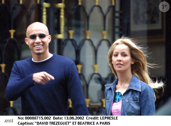 David Trezeguet et sa femme Beatriz (Beatrice) à Paris en 2002.