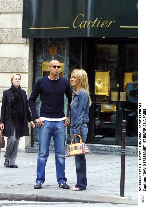 David Trezeguet et sa femme Beatriz (Beatrice) à Paris en 2002.
