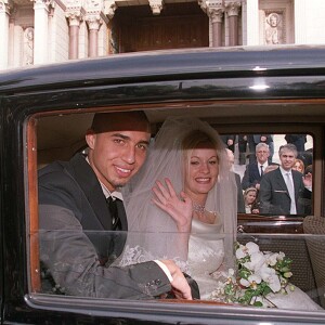 David Trezeguet et Beatriz (Beatrice) Villalba lors de leur mariage en 2000 à Monaco.