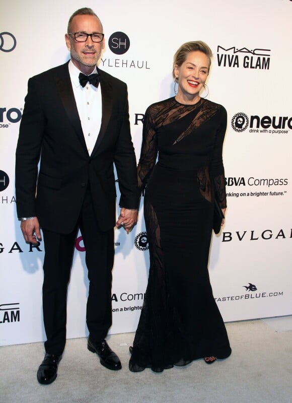 Douglas Truesdale, Sharon Stone - Soirée Elton John AIDS Foundation 2017 lors de la 89e cérémonie des Oscars à West Hollywood le 26 février 2017.
