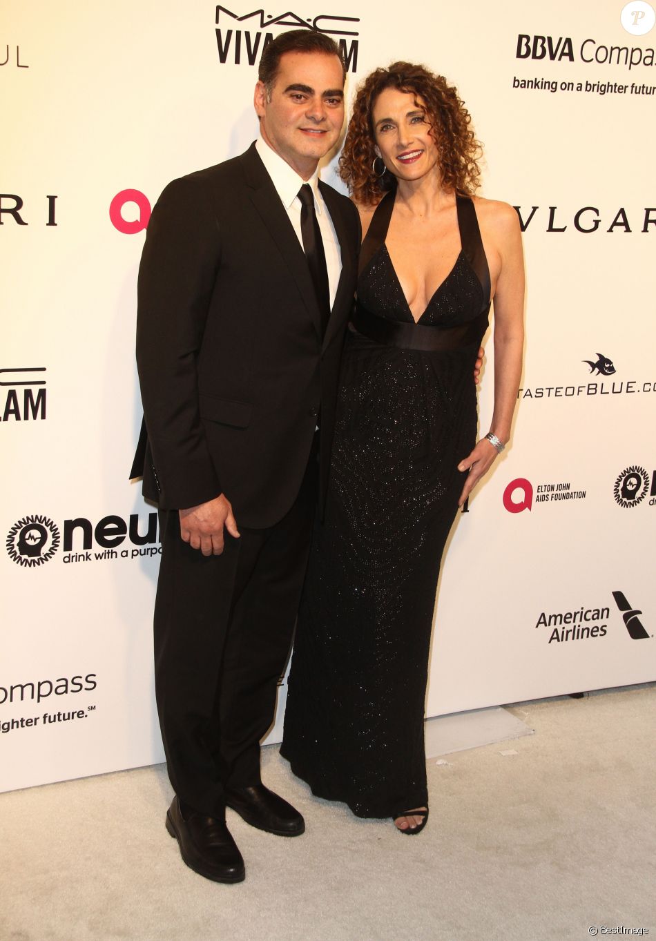 Melina Kanakaredes et son mari Peter Constantinides Soirée Elton John