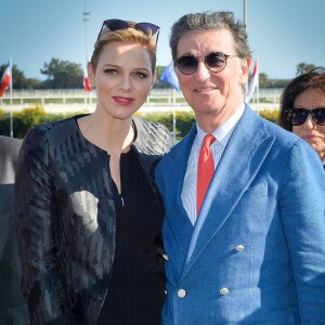 La princesse Charlène de Monaco au côté d'Edouard de Rothschild (président de France Galop) lors du premier "Charity Mile", une course hippique caritative rebaptisée Prix princesse Charlene de de Monaco, à l'hippodrome de la Côte d'Azur de Cagnes-sur-mer le 25 février 2017 © Michael Alesi / Bestimage