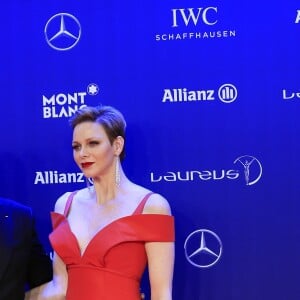 Le prince Albert II de Monaco et la princesse Charlene de Monaco - Soirée des Laureus World Sport Awards 2017 à Monaco le 14 février 2017.