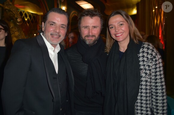 Exclusif - Christophe Barratier, Alexandre Brasseur et Sandrine Quétier à la générale de la comédie musicale Les Choristes au théâtre des Folies Bergère à Paris, France, le 2 mars 2017.