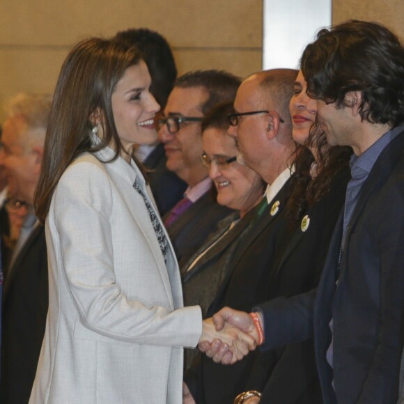 La reine Letizia d'Espagne présidait à la Journée mondiale des maladies rares en Espagne le 2 mars 2017 au musée du Prado à Madrid.