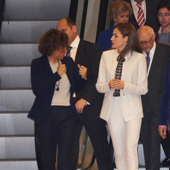La reine Letizia d'Espagne présidait à la Journée mondiale des maladies rares en Espagne le 2 mars 2017 au musée du Prado à Madrid.