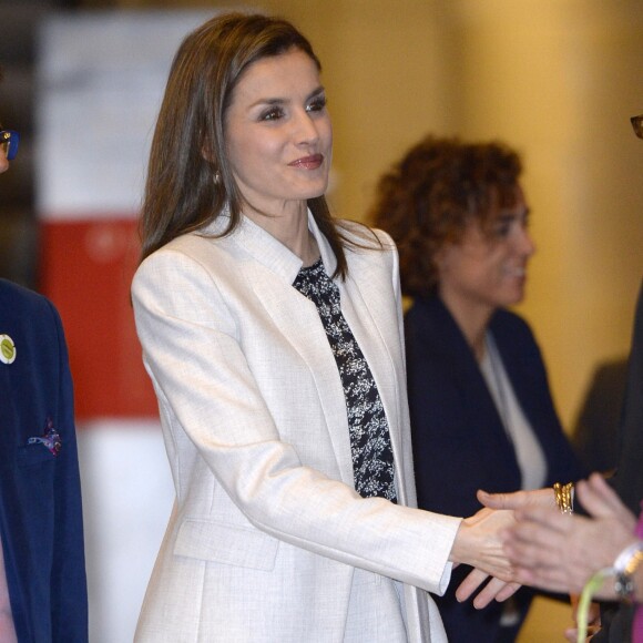 La reine Letizia d'Espagne présidait à la Journée mondiale des maladies rares en Espagne le 2 mars 2017 au musée du Prado à Madrid.