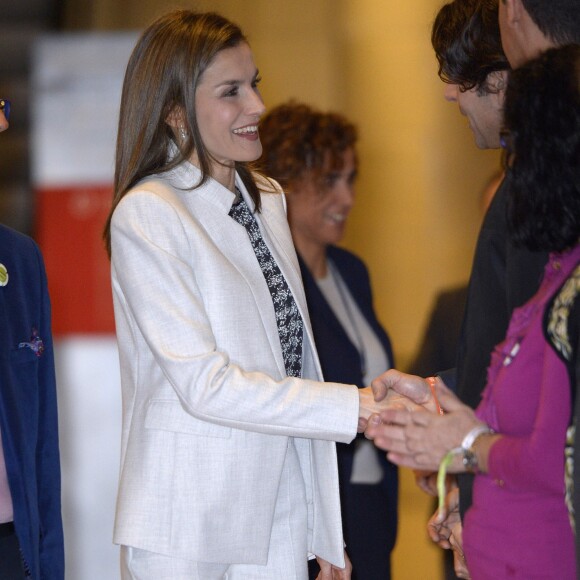 La reine Letizia d'Espagne présidait à la Journée mondiale des maladies rares en Espagne le 2 mars 2017 au musée du Prado à Madrid.