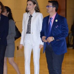 La reine Letizia d'Espagne présidait à la Journée mondiale des maladies rares en Espagne le 2 mars 2017 au musée du Prado à Madrid.
