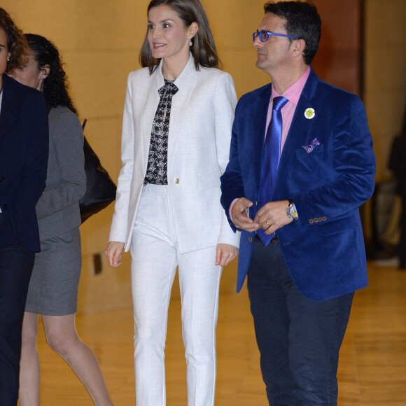 La reine Letizia d'Espagne présidait à la Journée mondiale des maladies rares en Espagne le 2 mars 2017 au musée du Prado à Madrid.