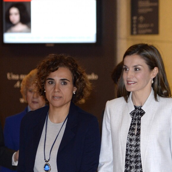 La reine Letizia d'Espagne présidait à la Journée mondiale des maladies rares en Espagne le 2 mars 2017 au musée du Prado à Madrid.