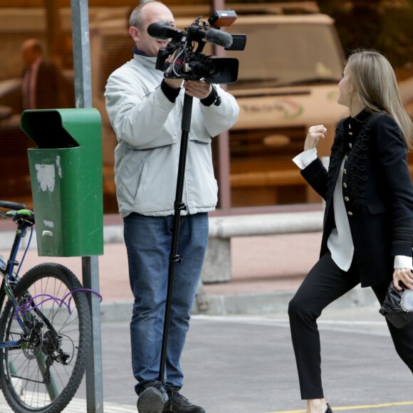La reine Letizia d'Espagne arrive à la réunion du conseil consultatif de la fondation BBVA à Madrid, Espagne, le 28 février 2017.