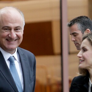La reine Letizia d'Espagne arrive à la réunion du conseil consultatif de la fondation BBVA à Madrid, Espagne, le 28 février 2017.