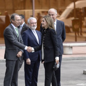 La reine Letizia d'Espagne arrive à la réunion du conseil consultatif de la fondation BBVA à Madrid, Espagne, le 28 février 2017.