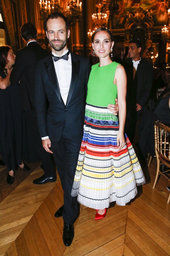 Natalie Portman (chaussures Dior, robe Dior Haute Couture) et son mari Benjamin Millepied - Gala d'ouverture de la saison du Ballet de l'Opéra national de Paris, le 24 septembre 2015.