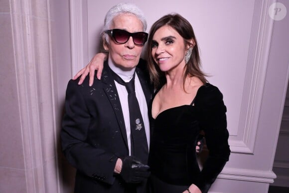 Karl Lagerfeld et Carine Roitfeld - Soirée de sortie du n°10 de CR Fashion Book et du partenariat du magazine et Hearst Magazine Digital Media au George V. Paris, le 4 mars 2017.