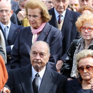 Jacques et Bernadette Chirac - Obsèques d'Antoine Veil au cimetière du Montparnasse à Paris. Le 15 avril 2013.