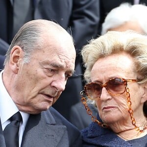 Jacques et Bernadette Chirac - Obsèques d'Antoine Veil au cimetière du Montparnasse à Paris. Le 15 avril 2013.