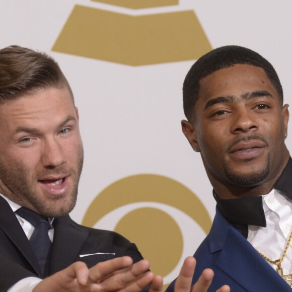 Julian Edelman et Malcolm Butler aux 57e Grammy Awards à Los Angeles. Février 2015.