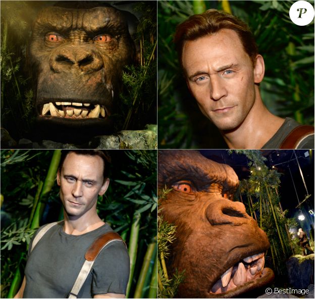 Inauguration de la statue de cire de Tom Hiddleston et de King Kong dans "Kong : Skull Island Experience" au musée Madame Tussauds à New York. Le 7 mars 2017