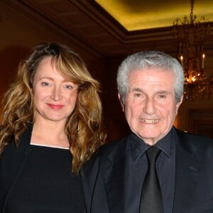 Julie Ferrier, Claude Lelouch et sa compagne Valérie Perrin - Dîner de gala de la première édition des prix "les Stéthos d'Or" en faveur de la Fondation pour la recherche en physiologie dont le docteur Frédéric Saldmann est le directeur scientifique à l'hôtel George V à Paris le 13 mars 2017. © Coadic Guirec/Bestimage