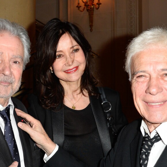 Pierre Arditi avec sa femme Evelyne Bouix et Guy Bedos - Dîner de gala de la première édition des prix "les Stéthos d'Or" en faveur de la Fondation pour la recherche en physiologie dont le docteur Frédéric Saldmann est le directeur scientifique à l'hôtel George V à Paris le 13 mars 2017. © Coadic Guirec/Bestimage