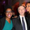 Claudia Tagbo, Philippe Chevallier et Karine Le Marchand - Dîner de gala de la première édition des prix "les Stéthos d'Or" en faveur de la Fondation pour la recherche en physiologie dont le docteur Frédéric Saldmann est le directeur scientifique à l'hôtel George V à Paris le 13 mars 2017. © Coadic Guirec/Bestimage