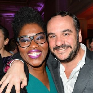 Claudia Tagbo et François-Xavier Demaison - Dîner de gala de la première édition des prix "les Stéthos d'Or" en faveur de la Fondation pour la recherche en physiologie dont le docteur Frédéric Saldmann est le directeur scientifique à l'hôtel George V à Paris le 13 mars 2017. © Coadic Guirec/Bestimage