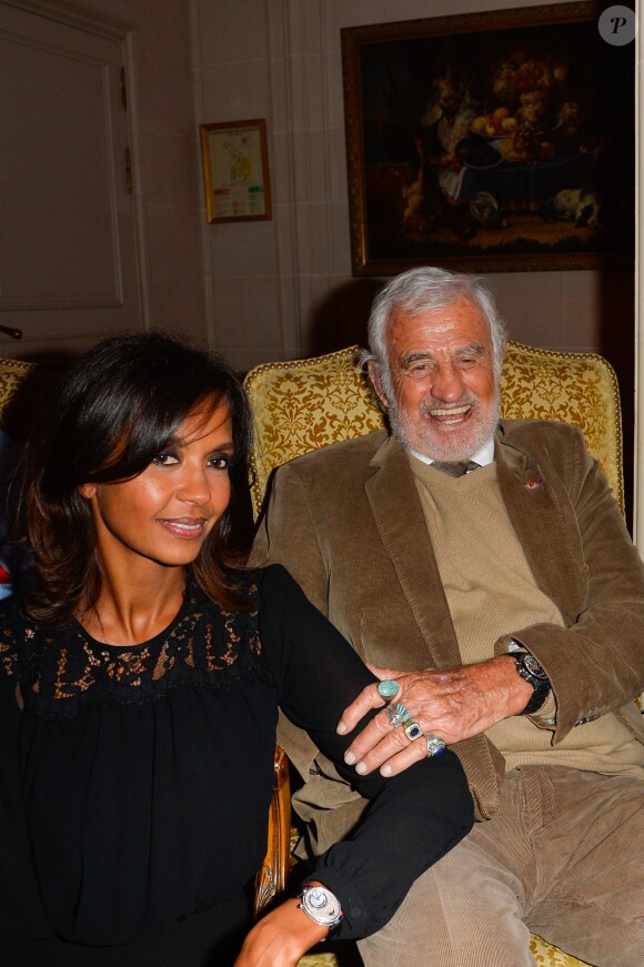 Karine Le Marchand et Jean-Paul Belmondo - Dîner de gala de la première édition des prix "les Stéthos d'Or" en faveur de la Fondation pour la recherche en physiologie dont le docteur Frédéric Saldmann est le directeur scientifique à l'hôtel George V à Paris le 13 mars 2017. © Coadic Guirec/Bestimage