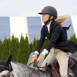 Mary-Kate Olsen participe au jumping "Hampton Classic Horse Show " sous les yeux de son mari Olivier Sarkozy à Bridgehampton près de New York le 1er septembre 2016.