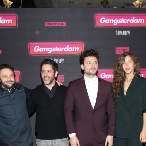 Mathieu Oullion, Mona Walravens, Romain Levy, Manu Payet, Kev Adams, Manon Azem, Côme Levin, Hubert Koundé, Ido Mosseri et Alex Hendrickx à l'avant-première du film "Gangsterdam" au cinéma Grand Rex à Paris, France, le 23 mars 2017. © Cyril Moreau/Bestimage