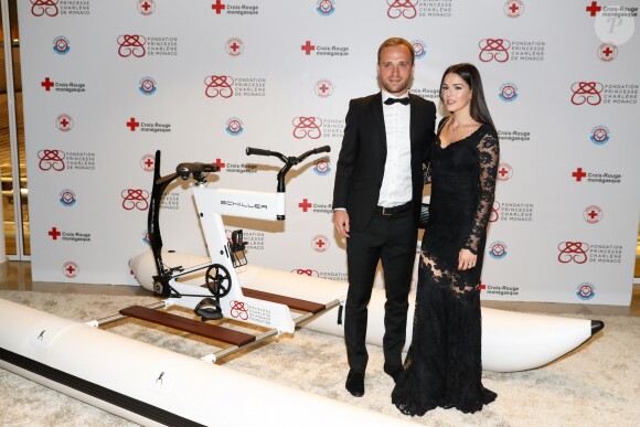 Valère Germain et sa compagne - Dîner de gala "Riviera Water Bike Challenge" au Yacht Club de Monaco le 24 mars 2017. Le "Riviera Water Bike Challenge", la première course relais sur l'eau en son genre, se déroulera le 4 juin 2017. © Olivier Huitel / Pool restreint Monaco / Bestimage
