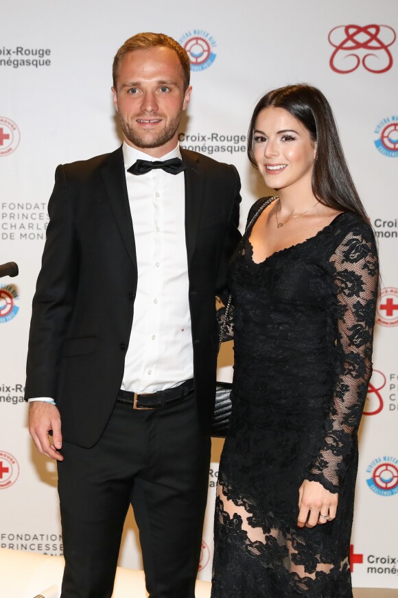 Valère Germain et sa compagne - Dîner de gala "Riviera Water Bike Challenge" au Yacht Club de Monaco le 24 mars 2017. Le "Riviera Water Bike Challenge", la première course relais sur l'eau en son genre, se déroulera le 4 juin 2017. © Olivier Huitel / Pool restreint Monaco / Bestimage