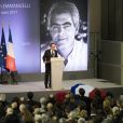 François Hollande et de nombreux membres du gouvernement ont participé à un hommage républicain à Henri Emmanuelli à Mont-de-Marsan le 25 mars 2017.
