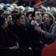Antonia Emmanuelli, veuve d'Henri Emmanuelli et ses enfants Laetitia et Antoine - F. Hollande et de nombreux membres du gouvernement ont participé à un hommage républicain à Henri Emmanuelli à Mont-de-Marsan le 25 mars 2017.